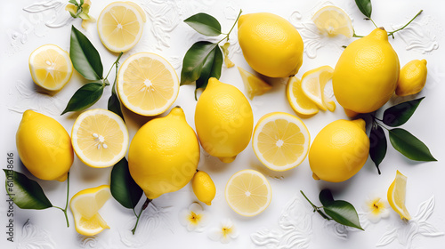美しく並べられたレモンのグラフィック素材-Generative AI　