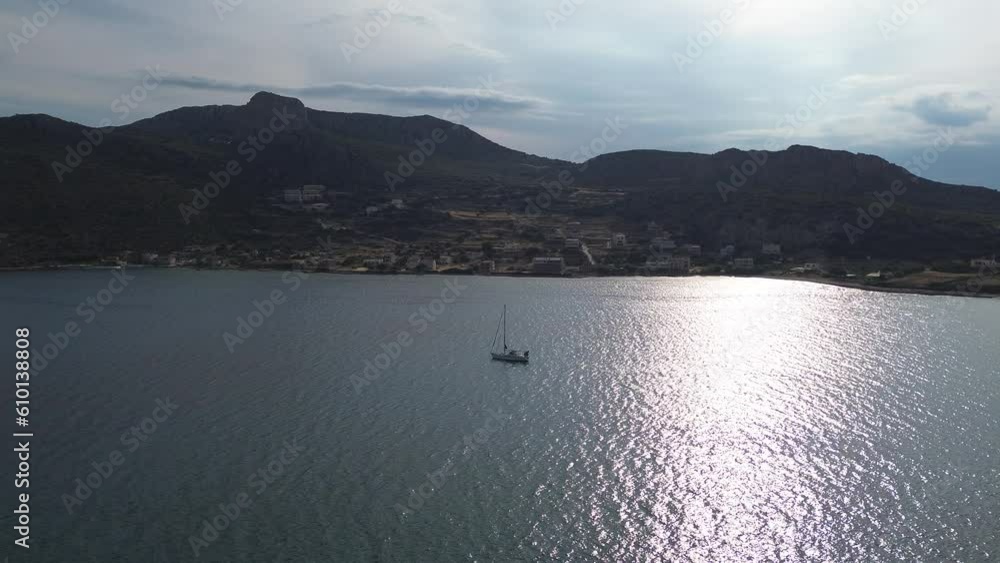 Aerial view over Plytra area in Laconia, Peloponnese, Greece Aerial view over Plytra area in Laconia, Peloponnese, Greece