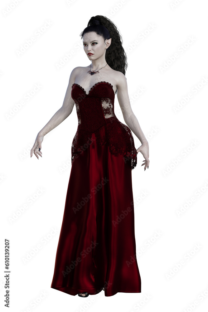 Sorceress Witch in Red Dress