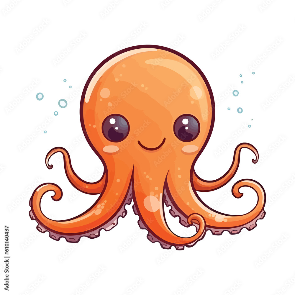 Playful Octopus: Adorable 2D Illustration Playful Octopus: Adorable 2D Illustration