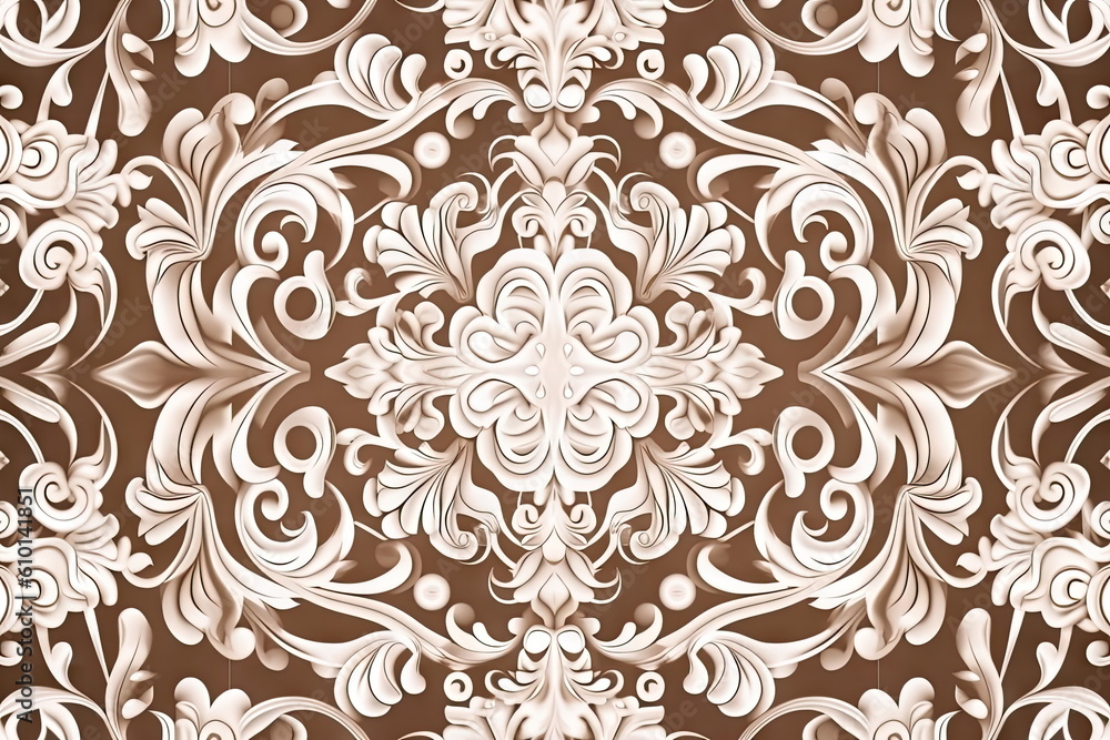 template thai pattern for seamless background, brown and white color