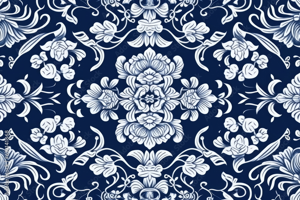 template thai pattern, blue and white color template thai pattern, blue and white color