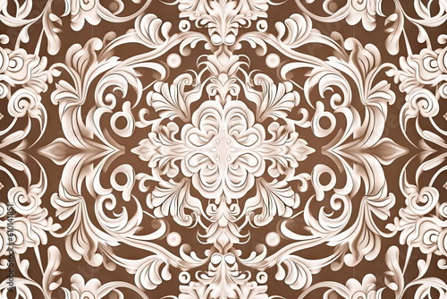 template thai pattern for seamless background, brown and white color