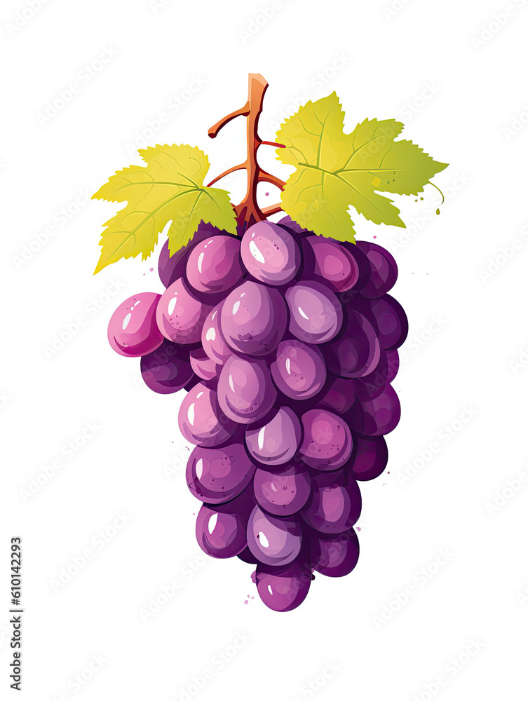 Fototapeta premium Cartoon grape, food, fruit, snack, healthy, kids, wall art, tuscan, wine. Generative AI 