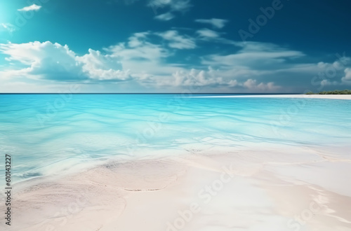 white sand beach with horizon