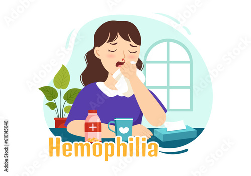 Hemophilia Vector Illustration with Doctor Examining Injured Knee or Joint and Blood Disorders in Healthcare Flat Cartoon Hand Drawn Templates