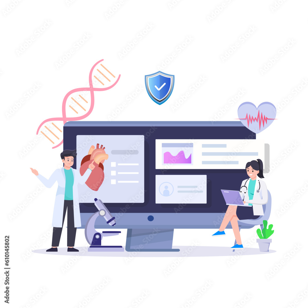 Research laboratory concept. Doctor Researching A New Treatments at medicine laboratorium. Flat vector template. Research laboratory concept. Doctor Researching A New Treatments at medicine laboratorium. Flat vector template.