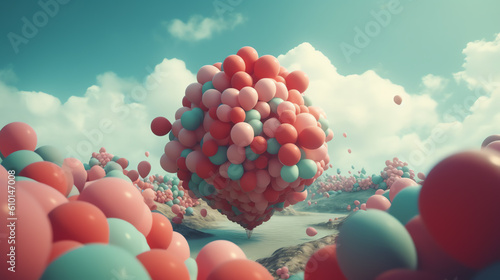 a lot of balloon with sky background ai generated