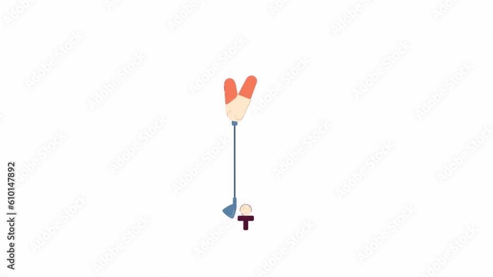 Swing golf club animation. Animated isolated 2D golfer hands holding golf equipment. Golfing training. Cartoon flat hands 4K video footage, white background, alpha channel transparency for web design Swing golf club animation. Animated isolated 2D golfer hands holding golf equipment. Golfing training. Cartoon flat hands 4K video footage, white background, alpha channel transparency for web design
