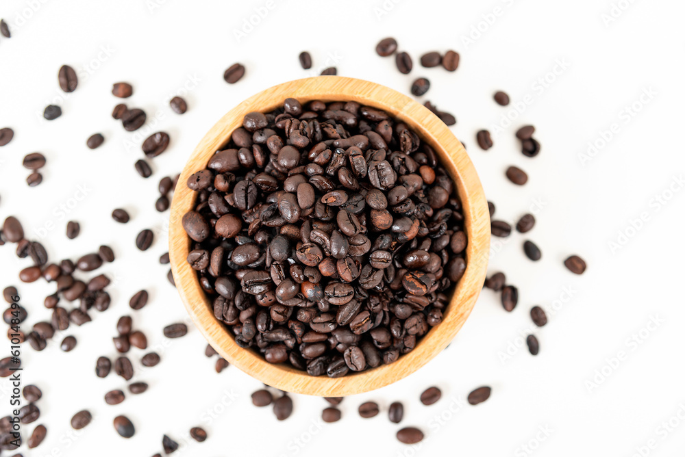 top view of coffee beans on white table top view of coffee beans on white table