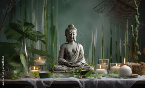 Buddha statue in mediation  generative AI