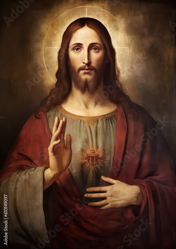 Fotografie portrait of jesus, savior of mankind, generative AI