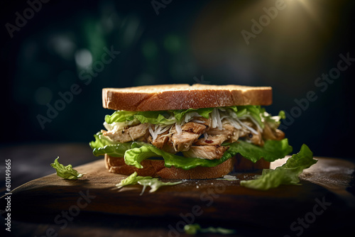 A white bread tuna sandwich with lettuce and onions. (Generative AI)