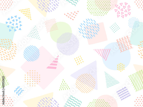 Leinwand Poster カラフルな手書き風の幾何学模様のパターン背景