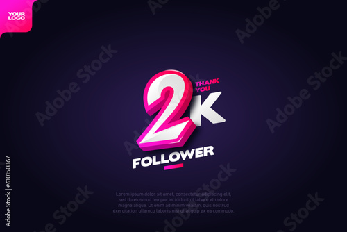 Thank you 2K Followers with Dynamic 3D Numbers on Dark Blue Background