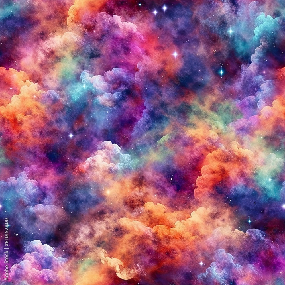 Colorful Nebula Cloud Seamless Pattern Background, generative AI Colorful Nebula Cloud Seamless Pattern Background, generative AI