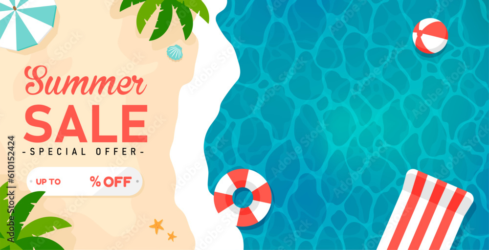 Naklejka premium Summer sale vector banner illustration