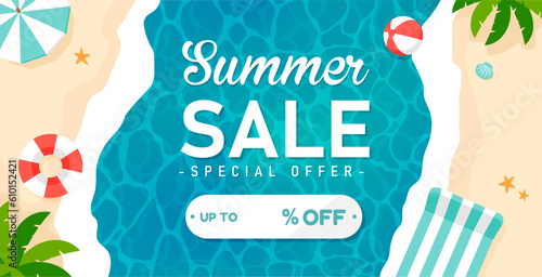 Summer sale vector banner illustration