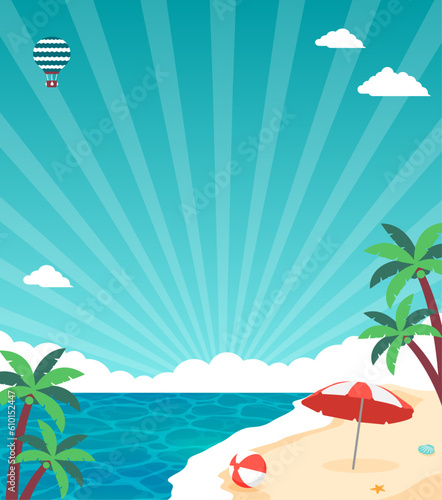 Summer beach vector banner illustration