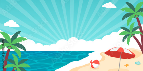 Summer beach vector banner illustration