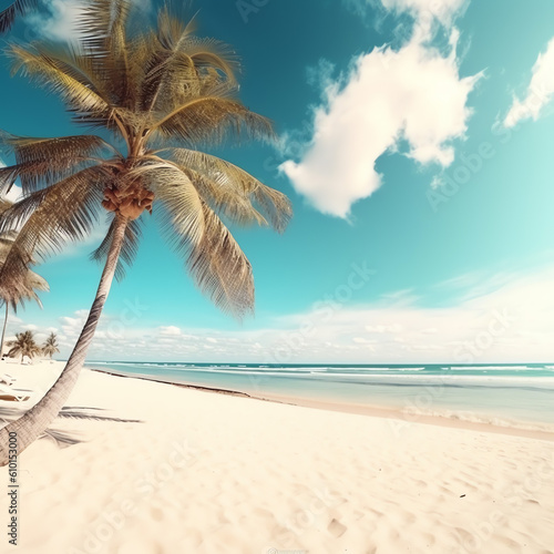 tropical beach with coconut tree ai generative