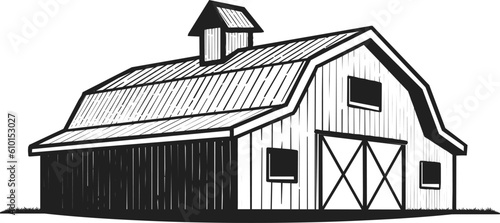 Retro old barn farm logo icon design vector isolated on white background.