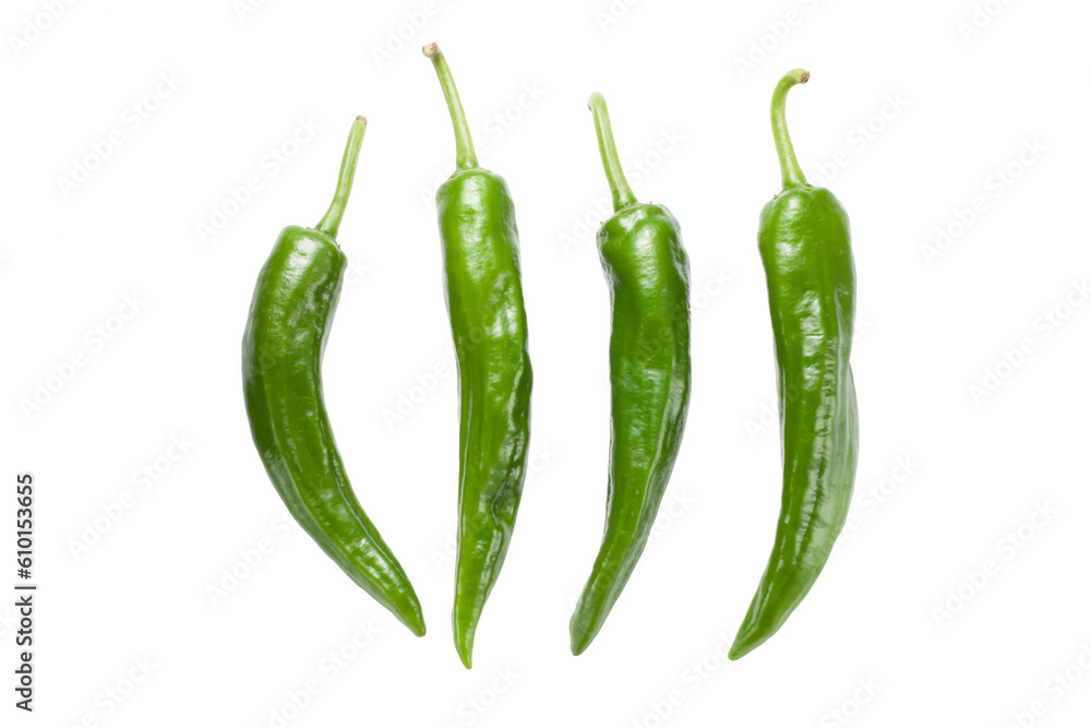 green chili pepper isolated on white background