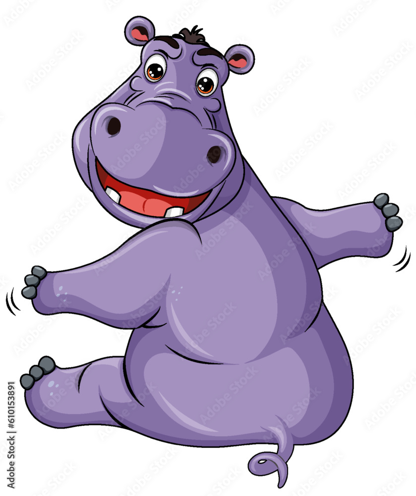 Hippopotamus In Funny Cartoon Style