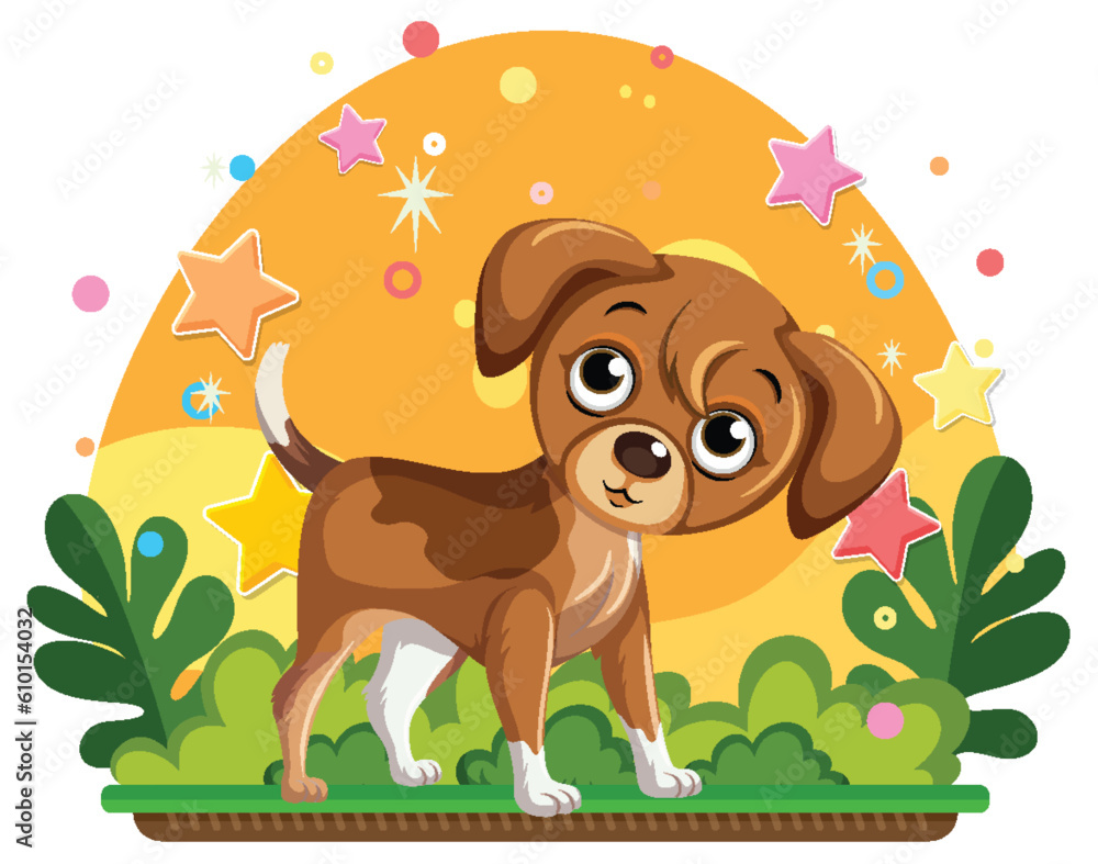 Naklejka premium Cute dog at the garden isolated