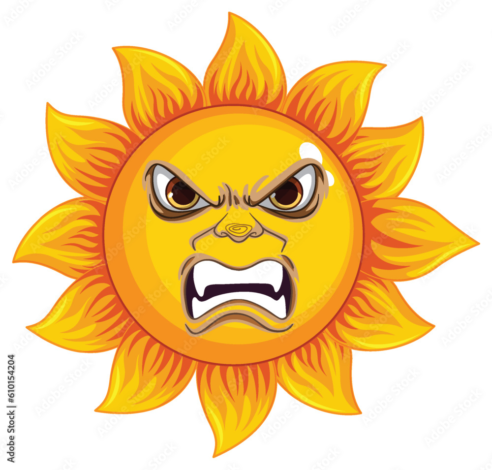 Evil facial expression sunflower cartoon character