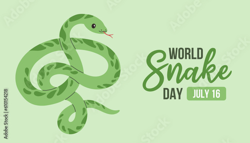 World Snake Day. July 16. Holiday concept. Template for background, banner, card, poster with text inscription