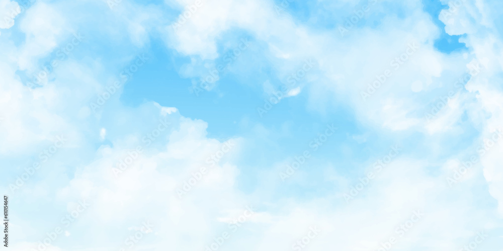 Blue Sky with Clouds Background. Beautiful Blue Sky Background with White Clouds. Picture for Summer Season.