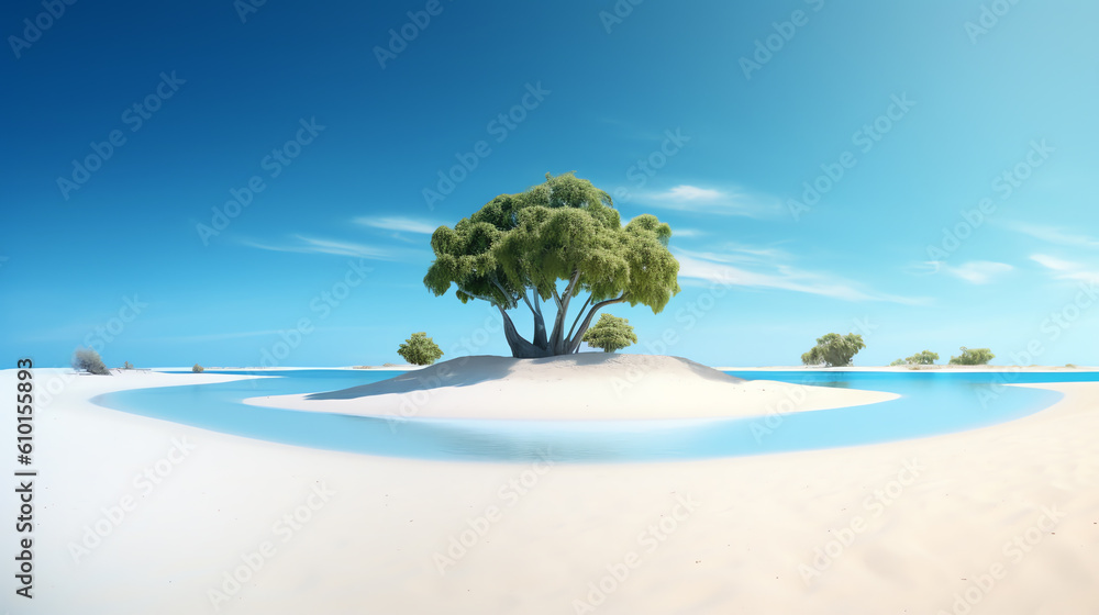 Obraz premium beach with trees in summer time landscape ai generative