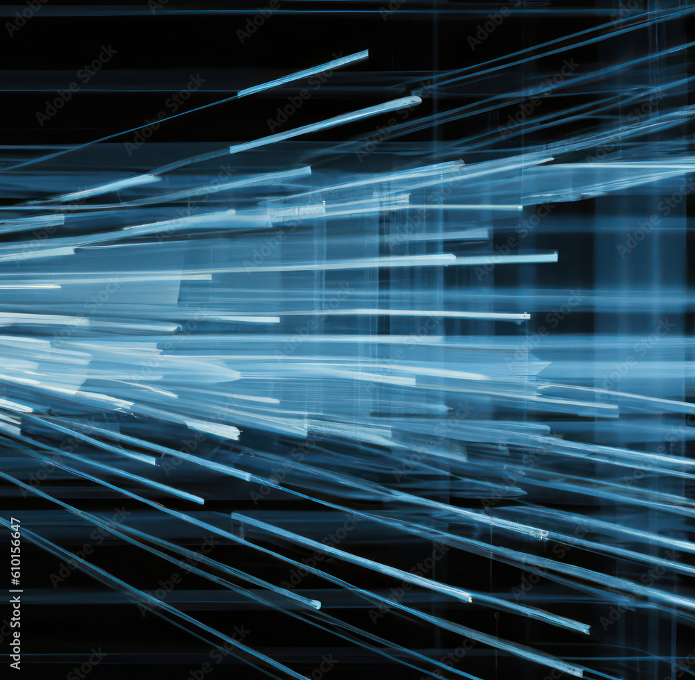 AI generated visualization of data stream on black background. AI generated visualization of data stream on black background.