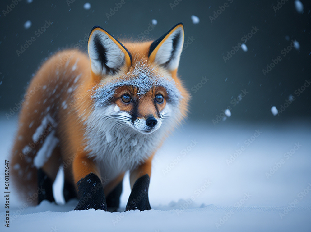 baby fox playing in the snow baby fox playing in the snow