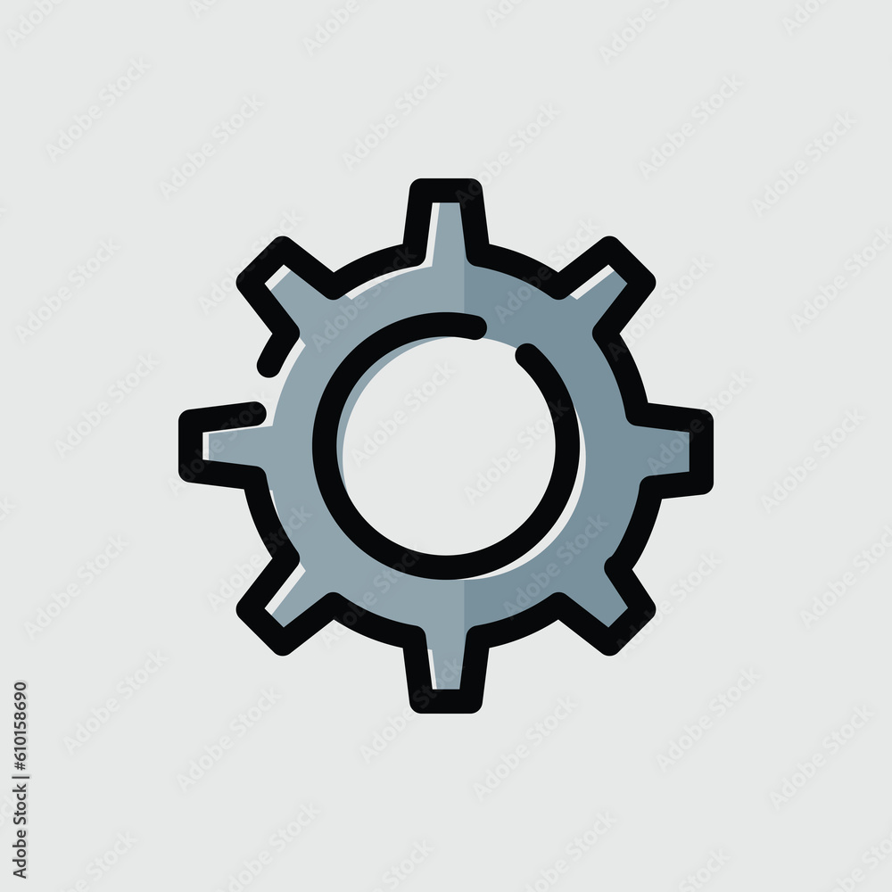 Gear icon filled line vector illustration Gear icon filled line vector illustration
