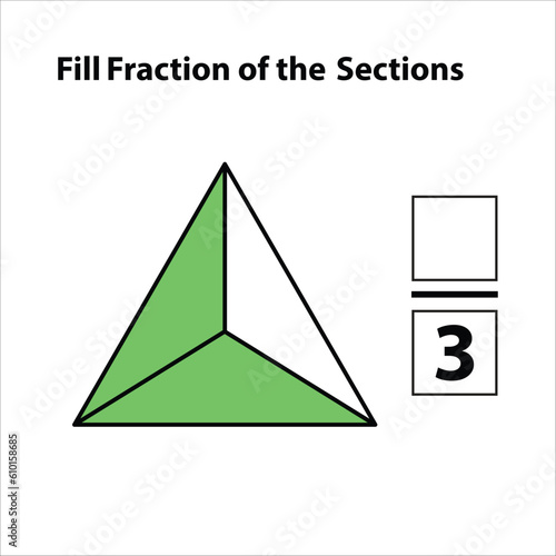 Fraction of the divided into slices. Fractions for website presentation cover poster Vector flat outline icon. isolated on white background. illustration. fractions of the shapes 2 by 3.
