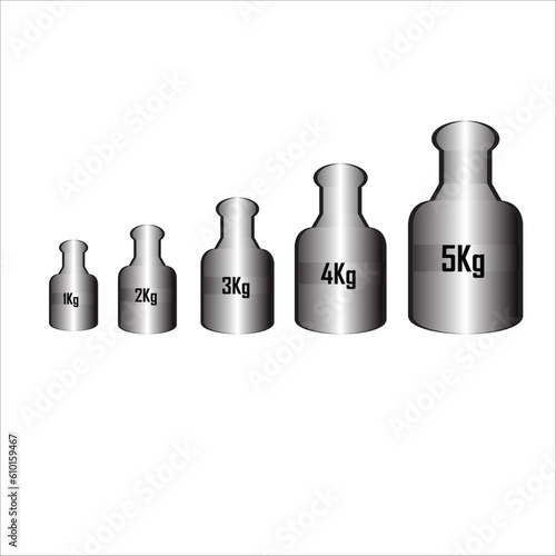 Weight Stones 1 kg to 5kgs. vector illustration. weight measuring stone. on white background. Weight block. Simple flat illustration. Calibration weight