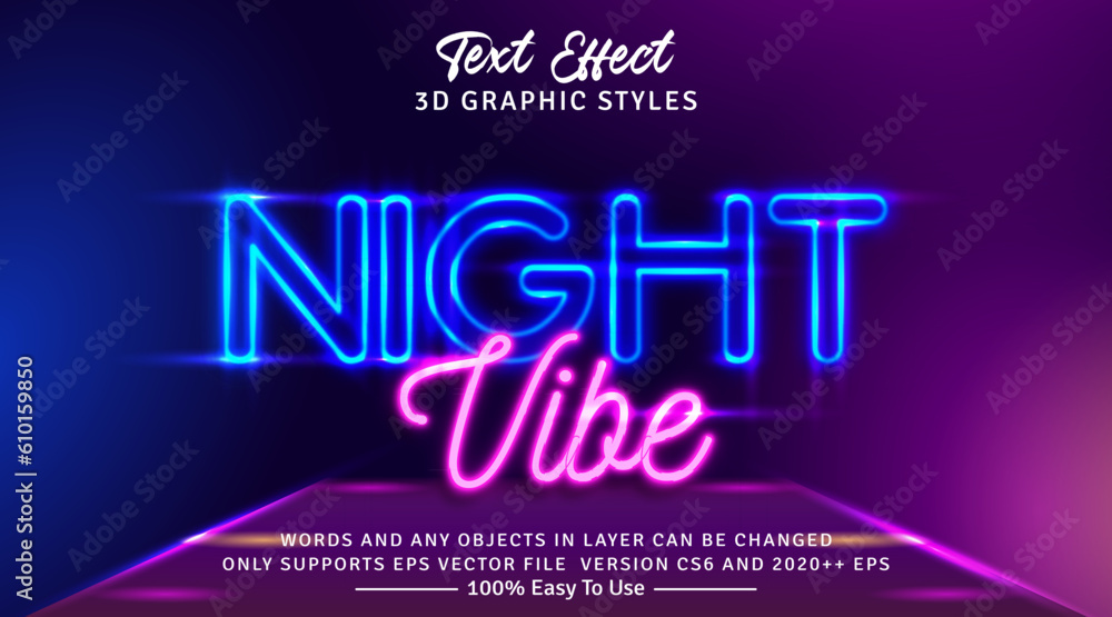 Night Vibe Letters Editable Text Effect