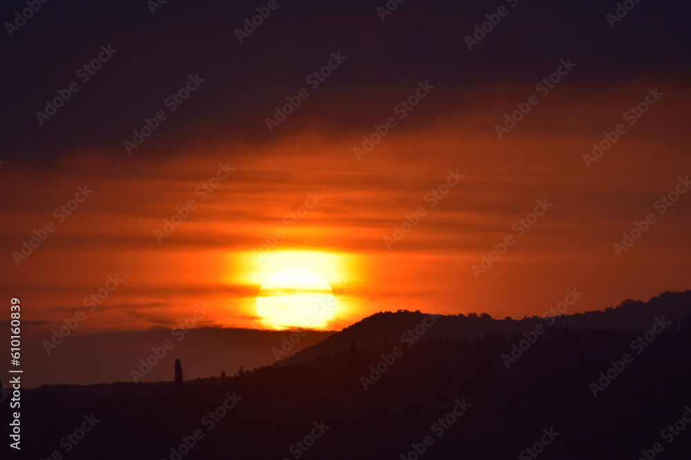beautiful sunrise from corfu island, Greece