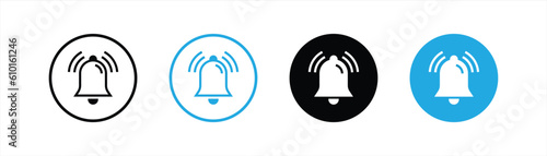 notification bell icon set. new message, alarm and ringing bell icon symbol sign collections, vector illustration