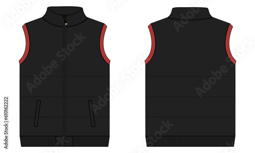 Black color vest vector illustration template for men Isolated on white background