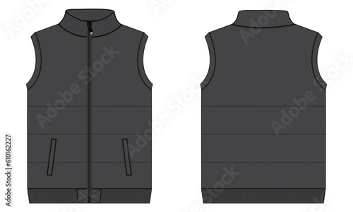 Grey color sleeveless vest vector illustration template for men Isolated on white background