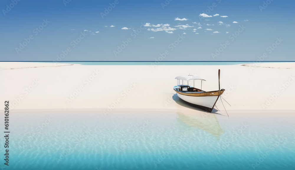 beach with only one boat ai generative