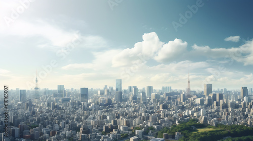 city view in summer day ai generative