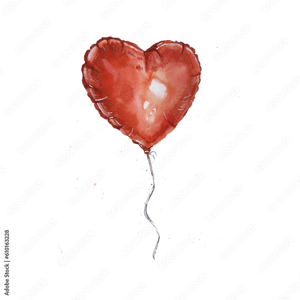 Heart shaped watercolor balloon