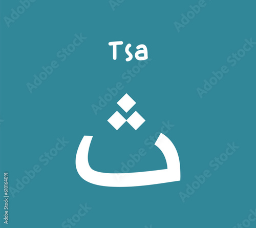 Tsa - Flashcards of basic Arabic letters or hijaiyah letters alphabet for children