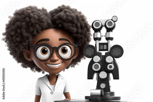 Black Female Optometrist White Background Isolated Very Pretty With Copyspace Generative AI