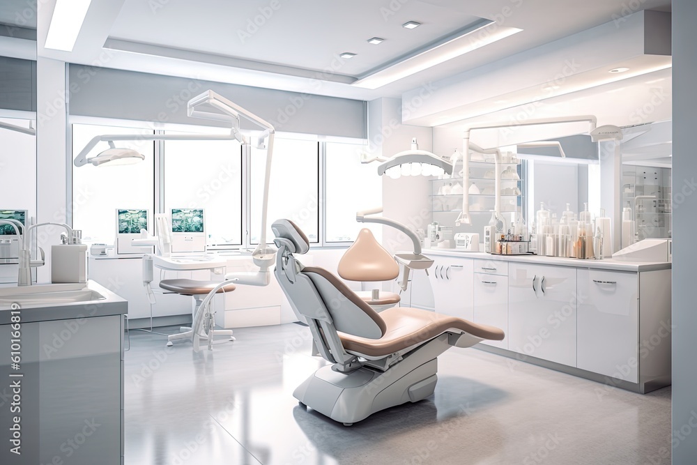 A modern dental clinic. Generative AI. A modern dental clinic. Generative AI.