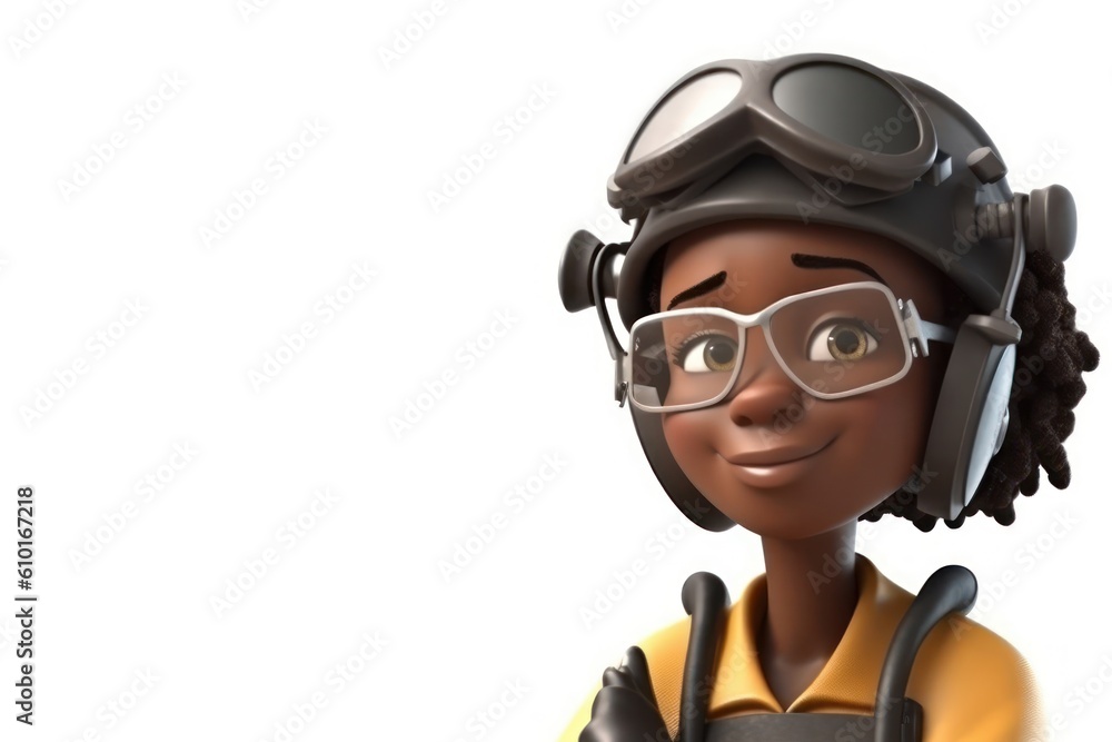 Black Female Welder White Backdrop Isolated Extremely Gorgeous With Copy Space Generative AI Black Female Welder White Backdrop Isolated Extremely Gorgeous With Copy Space Generative AI